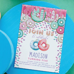 Donut Invitation Anniversaire Saupoudrer de couleu