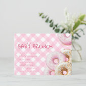Donut | Invitation Baby shower fille rose En vichy (Debout devant)