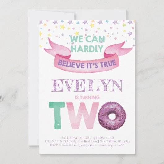 Donut Invitation du 2e anniversaire (Devant)