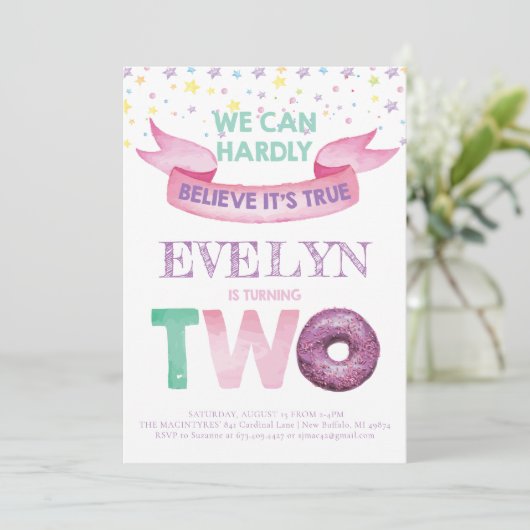 Donut Invitation du 2e anniversaire (Debout devant)