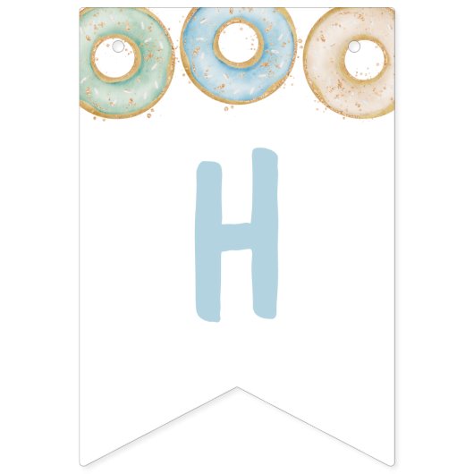 Donut Joyeux Anniversaire Bannière Bunting Bleu (Deuxième drapeau)