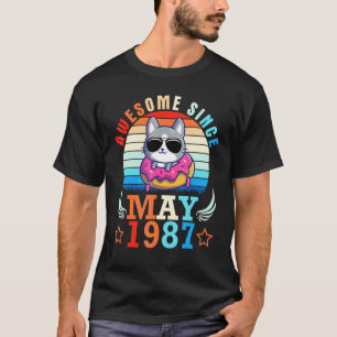 Donut Kat Geweldig Sinds Mei 1987 Gefeliciteerd 35 T-shirt