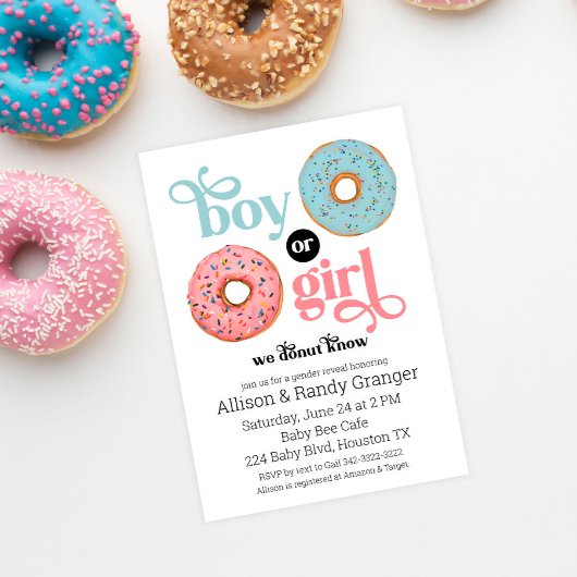 Donut Know Boy or Girl Genre Reveillez Invitation