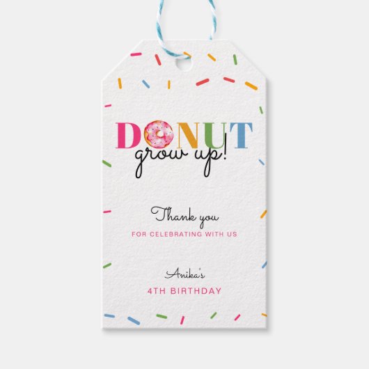 Donut kutsprinkles verjaardag waterverf cadeaulabel (Voorkant)