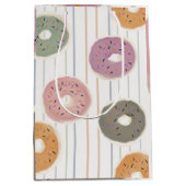 Donut Liefhebber Patroon – Pastelkleurige Sprinkel Medium Cadeauzakje (Voorkant)