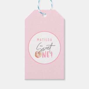 Donut liefje één op de eerste verjaardag  cadeaulabel