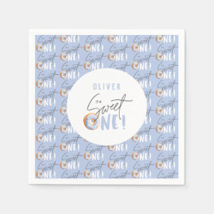 Donut liefje op het eerste verjaardag servet