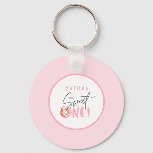 Donut lieve sleutelhanger van het eerste verjaarda (Voorkant)