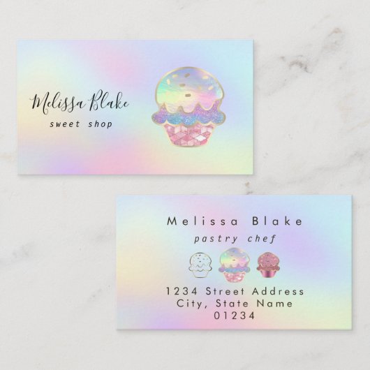 donut logo pastel colors background visitekaartje (Voorkant / Achterkant)