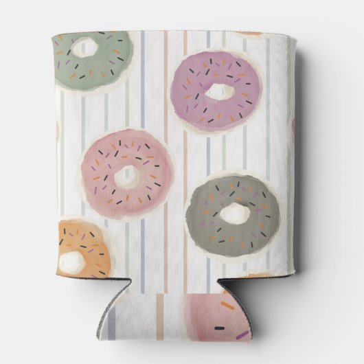 Donut Lover's Pattern - Pastelstrooien & Strepen Blikjeskoeler (Achterkant)