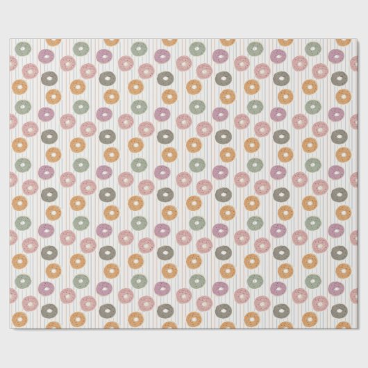 Donut Lover's Pattern - Pastelstrooien & Strepen Cadeaupapier (Zoom)