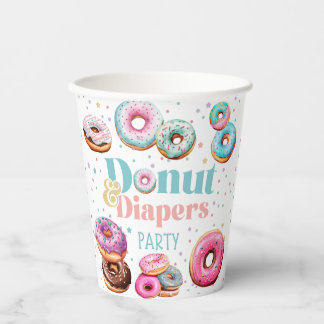 Donut & Luiers Baby shower Papier Bord Papieren Bekers