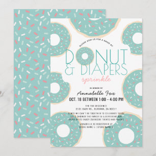Donut & Luiers Strooien Mint Drive-by Baby shower Kaart