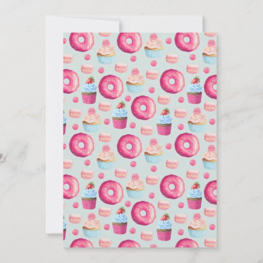 Donut Macarons en Cupcake Generic Party Uitnodigen Kaart (Achterkant)