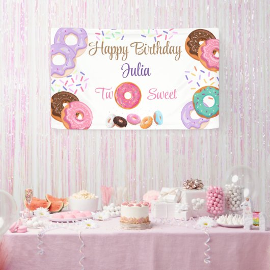 Donut meisje 2e verjaardag spandoek (Feest)