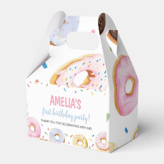 Donut Meisje Verjaardag Favor Box Bedankdoosjes (Achterkant)