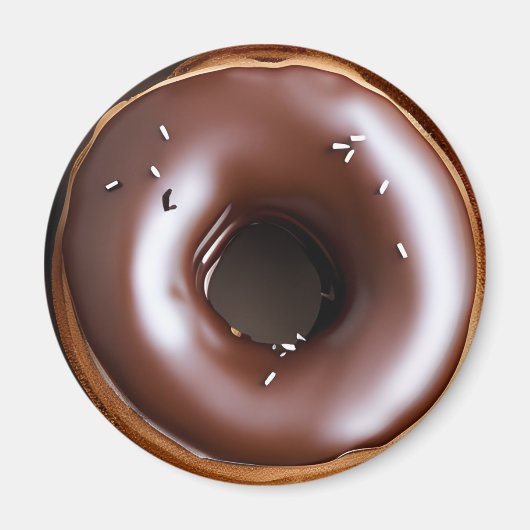 Donut met Chocolade Frosting en Witte Sprinkles Magneet (Voorkant)