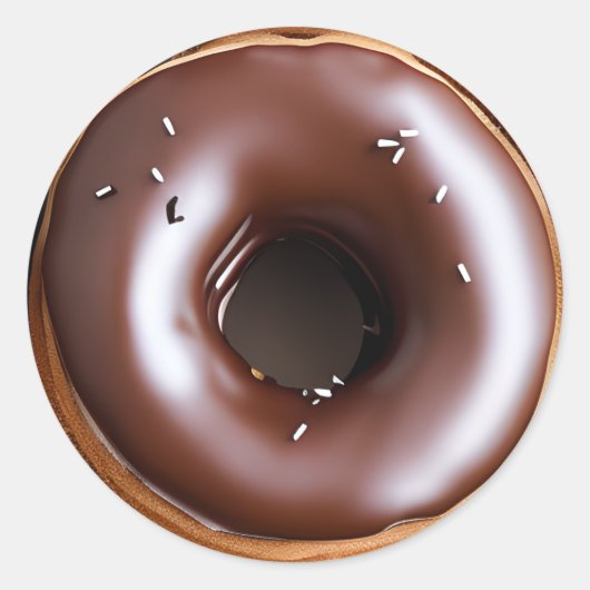 Donut met Chocolade Frosting en Witte Sprinkles Ronde Sticker (Voorkant)