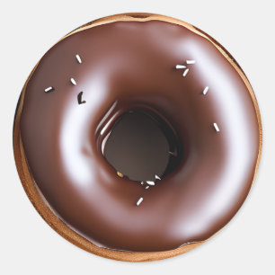 Donut met Chocolade Frosting en Witte Sprinkles Ronde Sticker