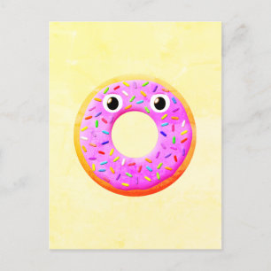 Donut met ogen en springen briefkaart