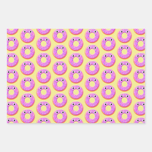 Donut met ogen en springen inpakpapier vel (Voorkant)