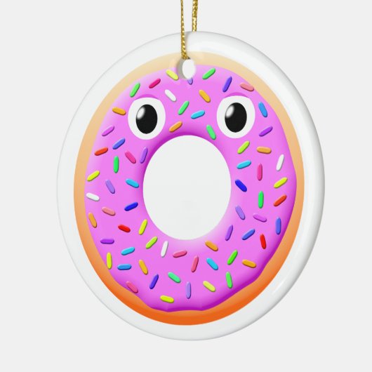 Donut met ogen en springen keramisch ornament (Links)