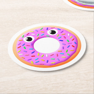 Donut met ogen en springen ronde kartonnen onderzetter
