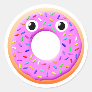 Donut met ogen en springen ronde sticker