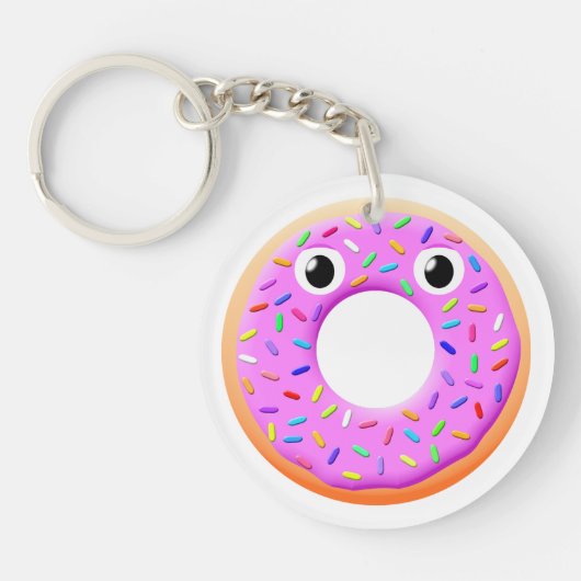 Donut met ogen en springen sleutelhanger (Voorkant)