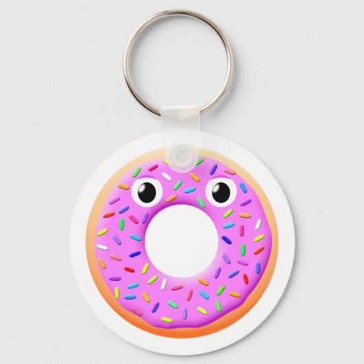 Donut met ogen en springen sleutelhanger (Voorkant)