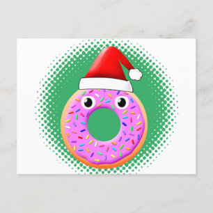 Donut met ogen en strooit Santas Pet tekening Briefkaart