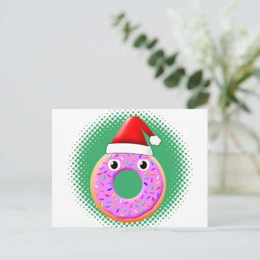 Donut met ogen en strooit Santas Pet tekening Briefkaart (Staand voorkant)