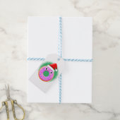 Donut met ogen en strooit Santas Pet tekening Cadeaulabel (Met Touw)