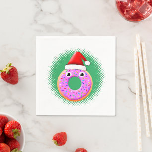 Donut met ogen en strooit Santas Pet tekening Servet