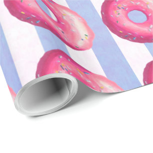 Donut met roze vorst en springen cadeaupapier