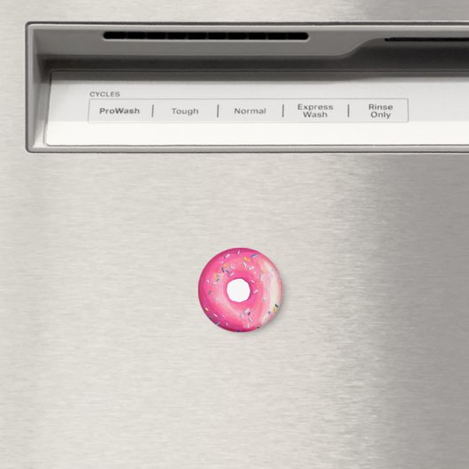 Donut met roze vorst en springen magneet (Insitu (Vaatwasser))