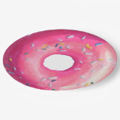 Donut met roze vorst en springen papieren bordje (Gekanteld)