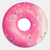 Donut met roze vorst en springen