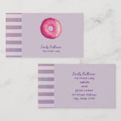 Donut met roze vorst en springen visitekaartje (Voorkant / Achterkant)