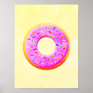 Donut met sprinttekening poster