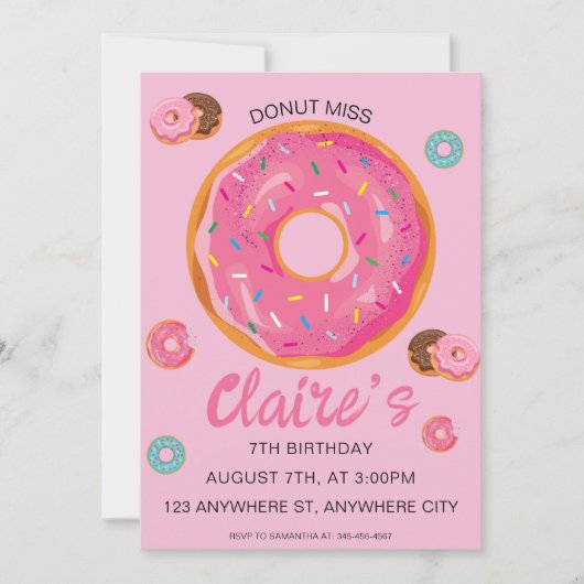 Donut Miss Anniversaire Fête Invitation (Devant)