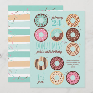Donut Miss Boy's Donut Birthday Party Invitation Kaart
