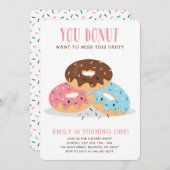 Donut Miss Ce Fun Anniversaire invitation rose (Devant / Derrière)
