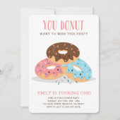 Donut Miss Ce Fun Anniversaire invitation rose (Devant)