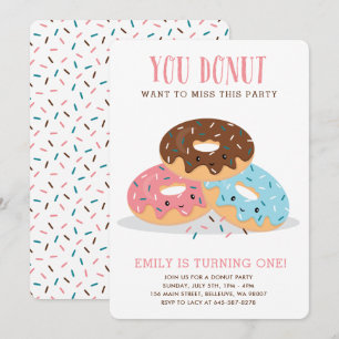 Donut Miss Ce Fun Anniversaire invitation rose