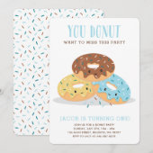 Donut Miss Deze Fun Birthday partijuitnodiging Mis Kaart (Voorkant / Achterkant)