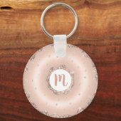 Donut monogram roos goud glitter script girly sleutelhanger (Voorkant)