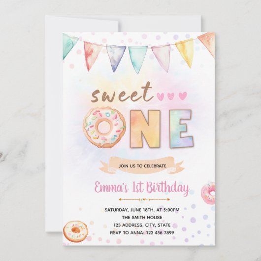 Donut ONE, invitation à l'anniversaire (Devant)