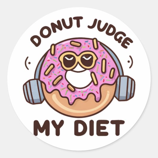 Donut Oordeel Mijn Dieet - Grappige Humor Ronde Sticker (Voorkant)