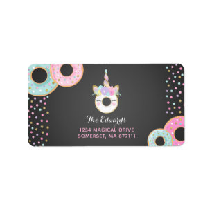 Donut Party Adresetiketten Donut & Unicorn Etiket
